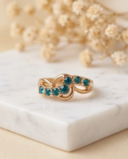 Aquamarine Crystal Swirl Bypass Ring