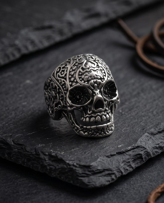Filigree Calavera Sugar Skull Ring