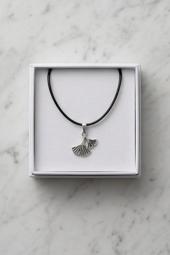 Silver Ginkgo Leaf Pendant Necklace