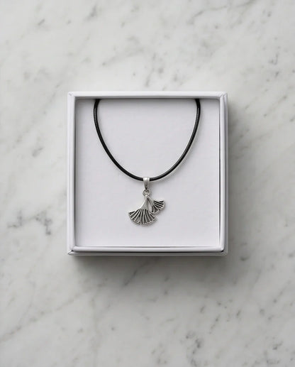 Silver Ginkgo Leaf Pendant Necklace