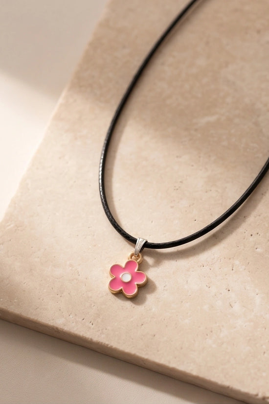 Gold and Pink Blossom Pendant Necklace