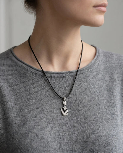 Silver Hair Comb Pendant Necklace
