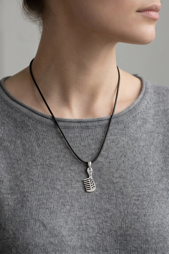Silver Hair Comb Pendant Necklace
