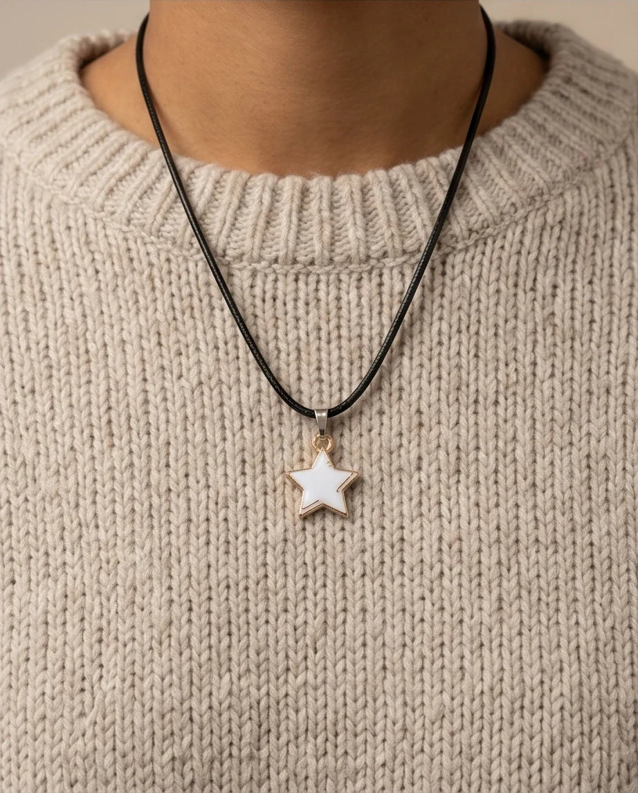 Gold and White Minimalist Star Necklace