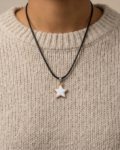 Gold and White Minimalist Star Necklace