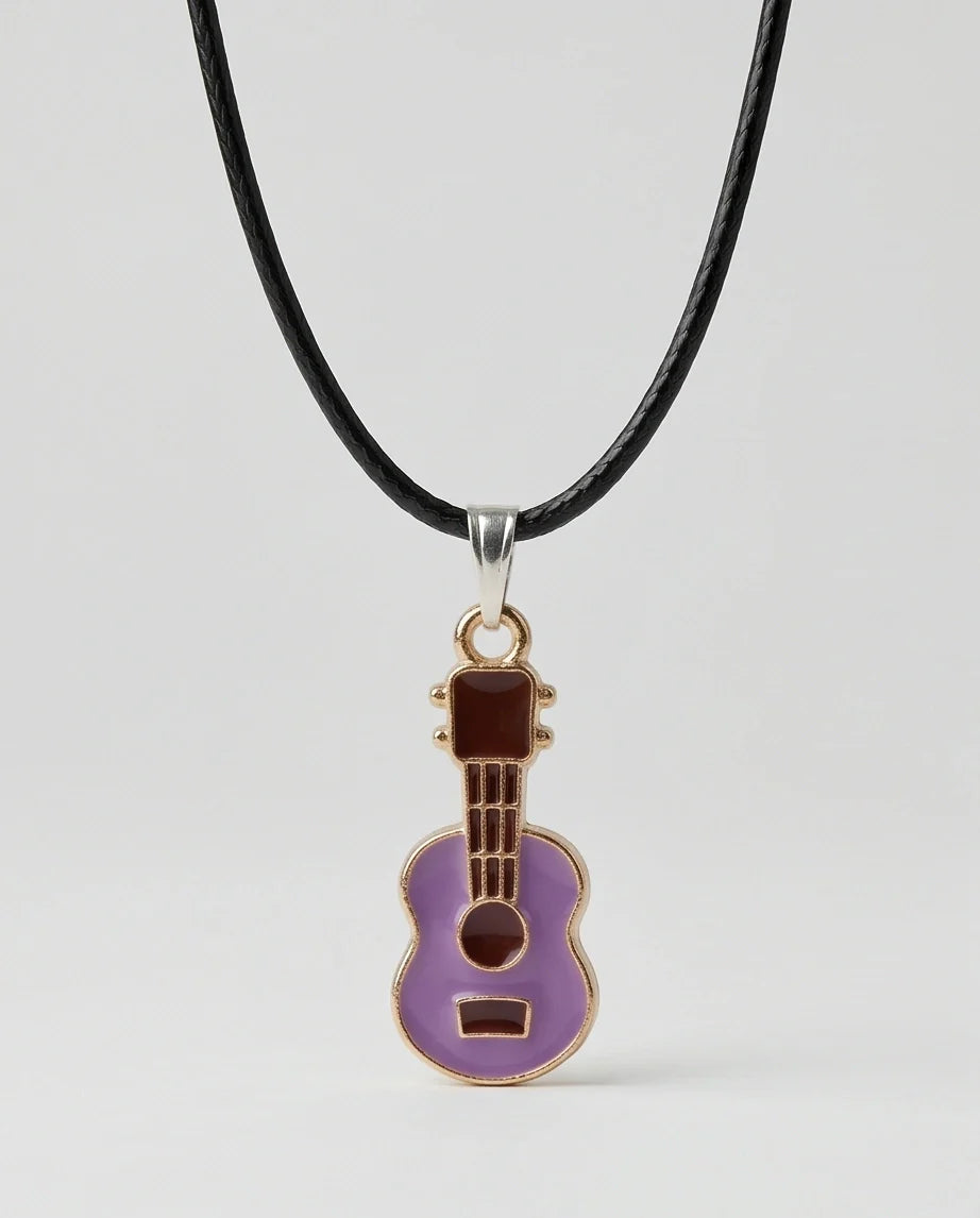 Gold and Purple Acoustic Guitar Necklace