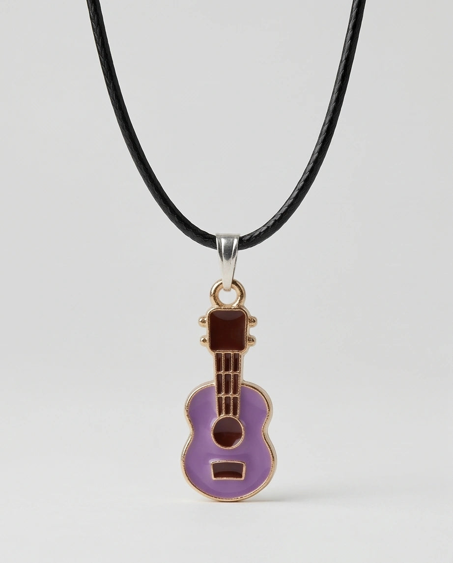 Gold and Purple Acoustic Guitar Necklace
