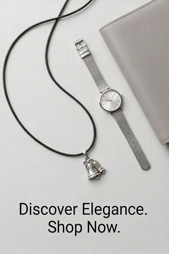 Silver Double Bells Ribbon Pendant Necklace