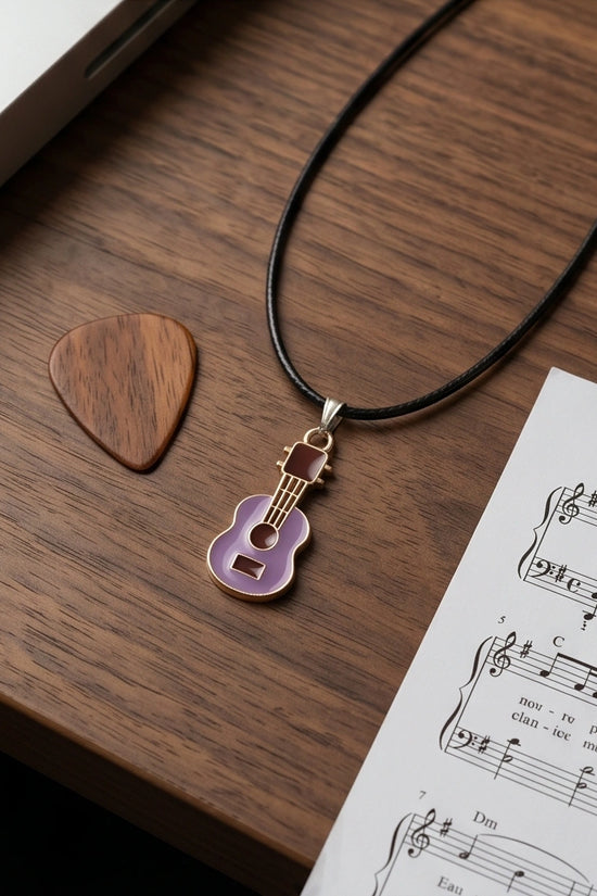 Gold and Purple Acoustic Guitar Necklace