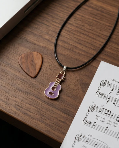 Gold and Purple Acoustic Guitar Necklace