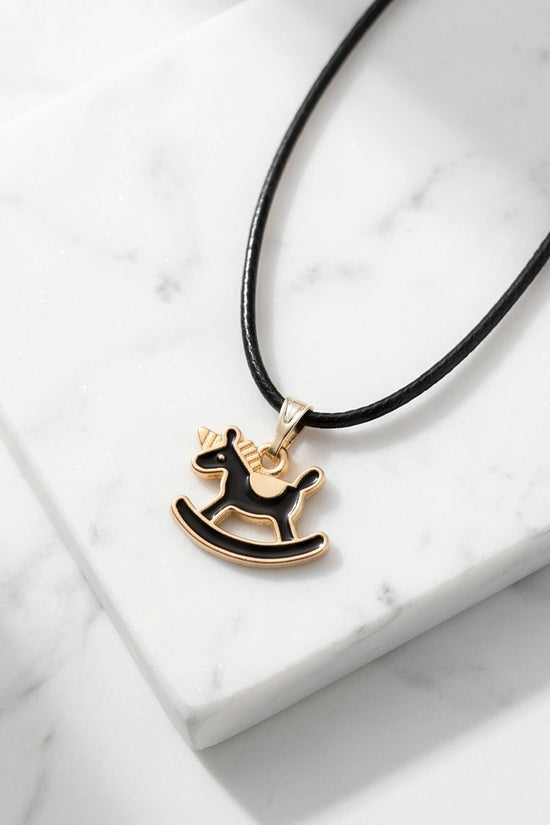 Gold and Black Rocking Horse Necklace