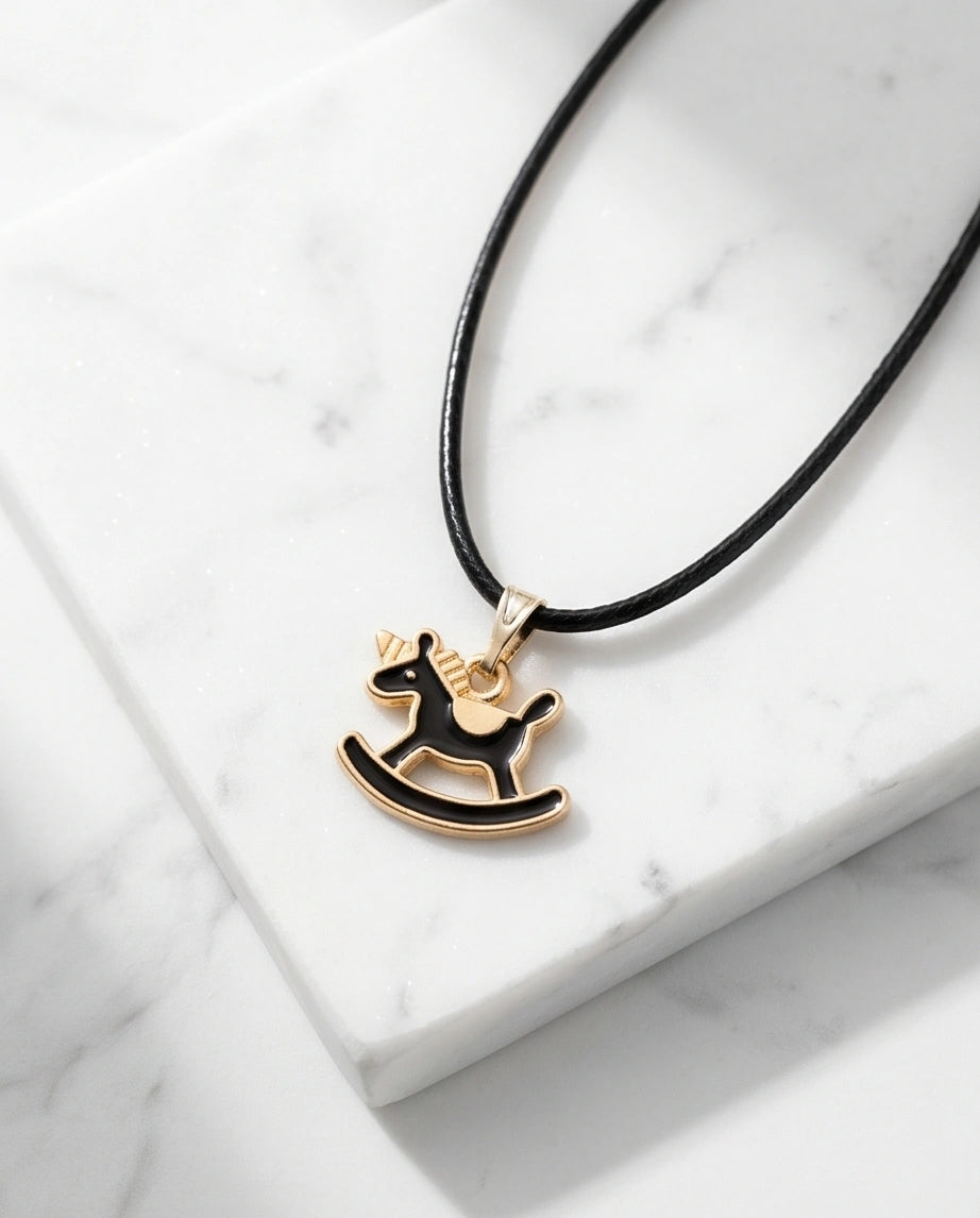 Gold and Black Rocking Horse Necklace