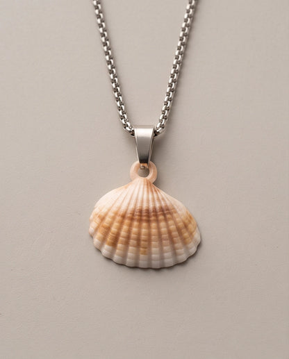 Silver Natural Seashell Pendant Chain Necklace