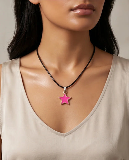 Gold and Pink Beaded Star Necklace