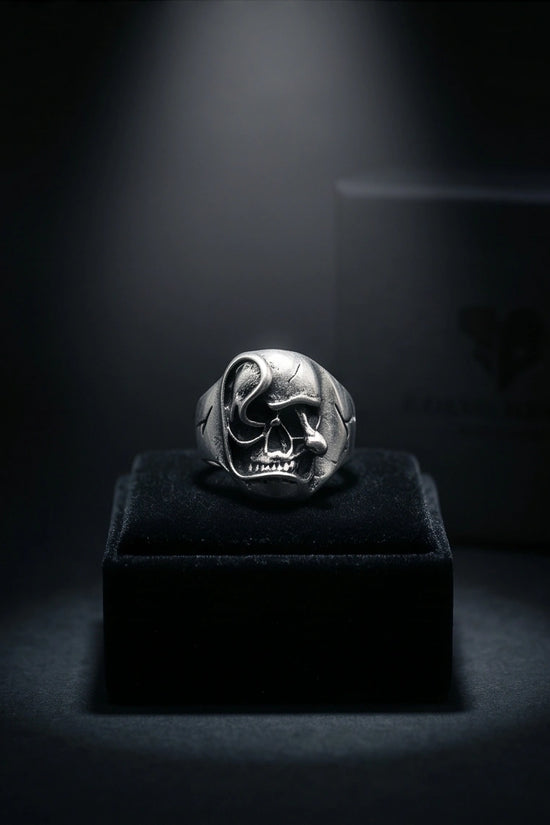 Gothic Sterling Silver Melted Skull Signet Ring