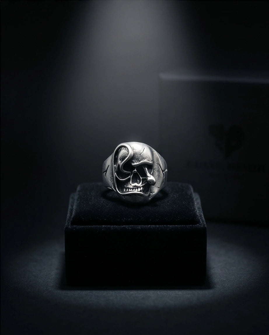 Gothic Sterling Silver Melted Skull Signet Ring