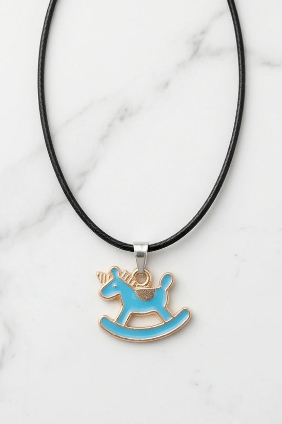 Gold and Turquoise Rocking Unicorn Necklace