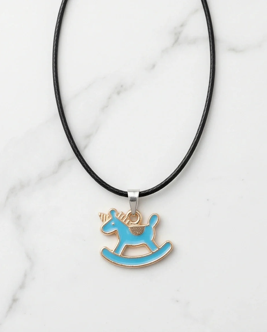 Gold and Turquoise Rocking Unicorn Necklace
