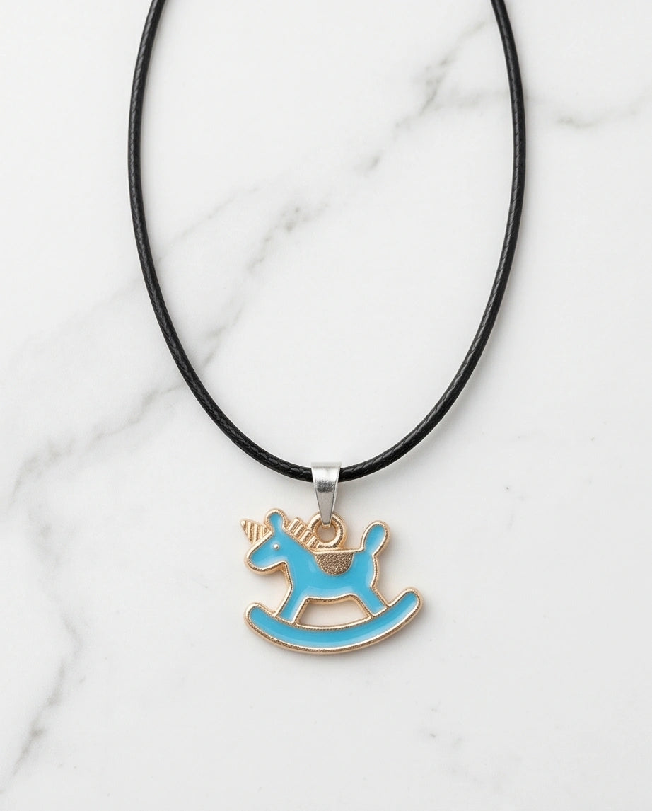 Gold and Turquoise Rocking Unicorn Necklace