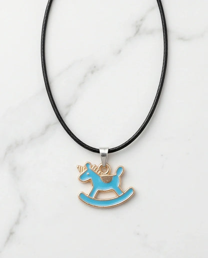 Gold and Turquoise Rocking Unicorn Necklace