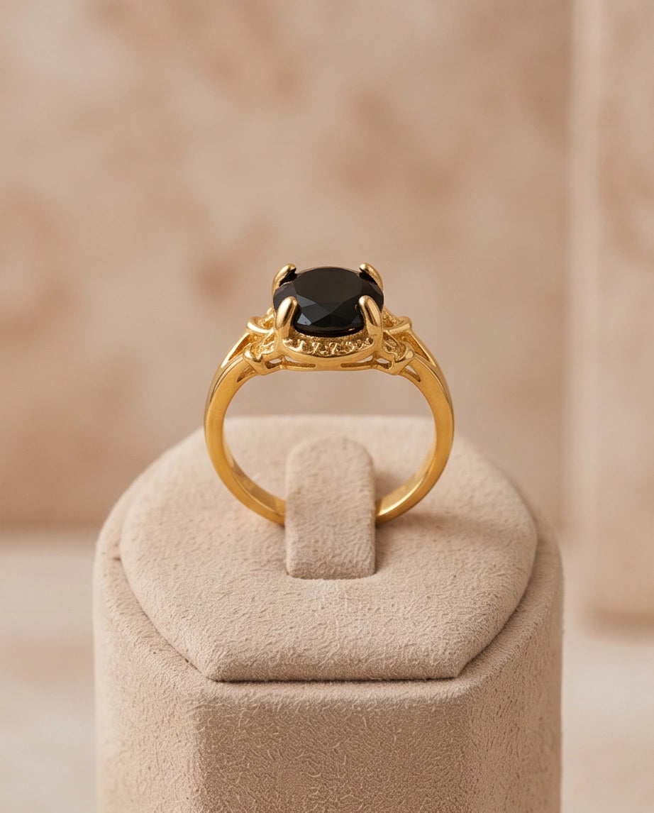 Golden Obsidian Solis Filigree Ring