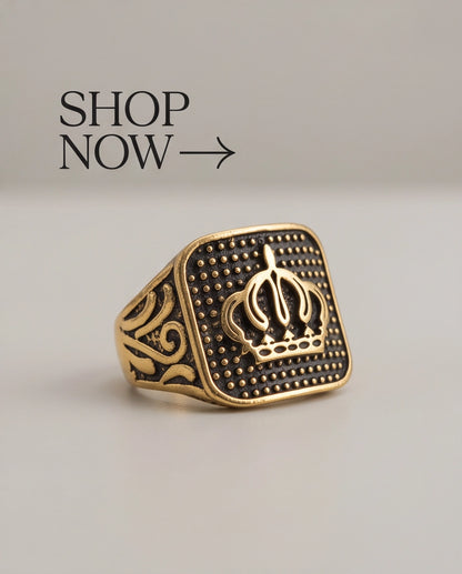 Aureate Crown Cushion Signet Ring
