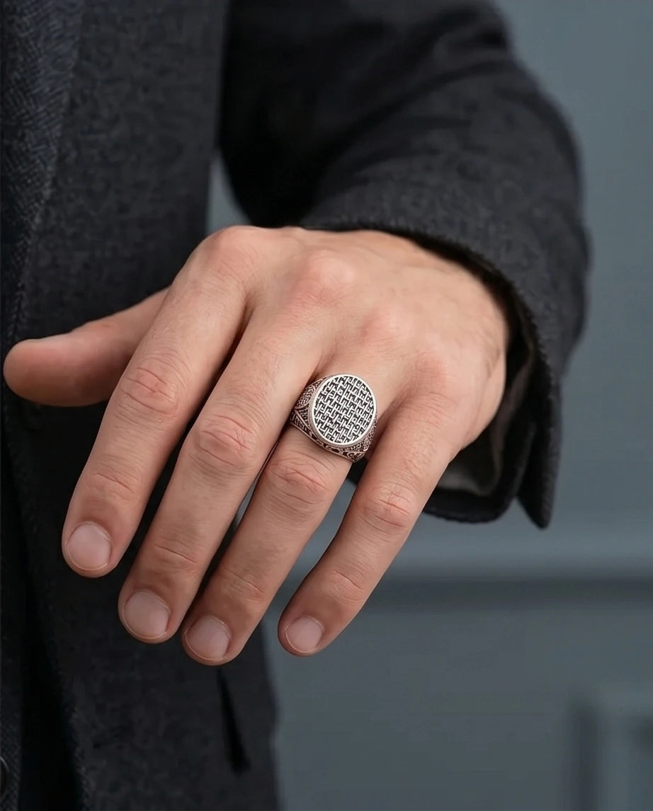 Vintage Sterling Silver Woven Basketweave Signet Ring