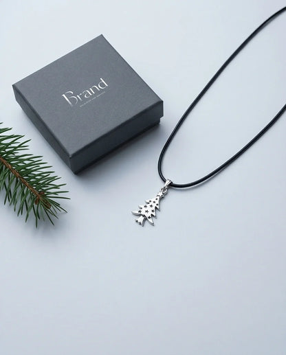 The Starry Pine: Minimalist Matte Silver Christmas Tree Pendant Necklace