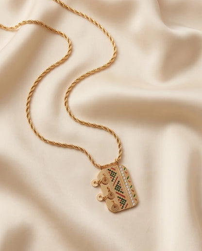 Gold Amazigh Pattern Tag Necklace