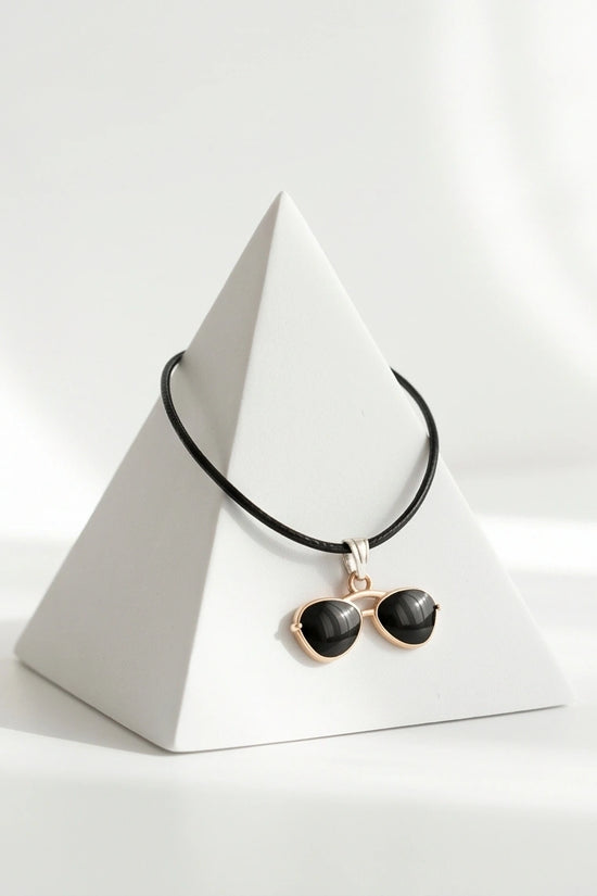 Gold and Black Sunglasses Pendant Necklace