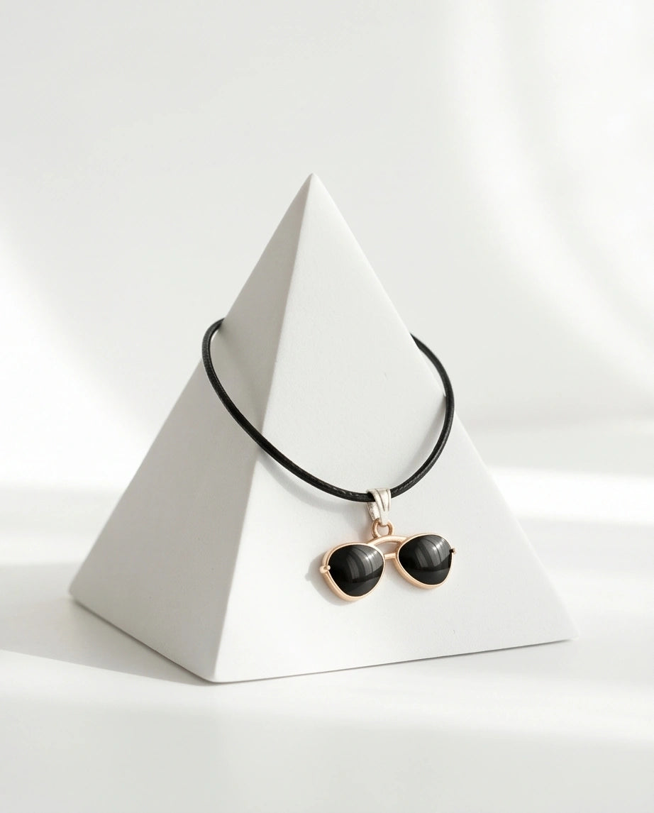 Gold and Black Sunglasses Pendant Necklace