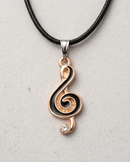 Rose Gold and Black Treble Clef Necklace