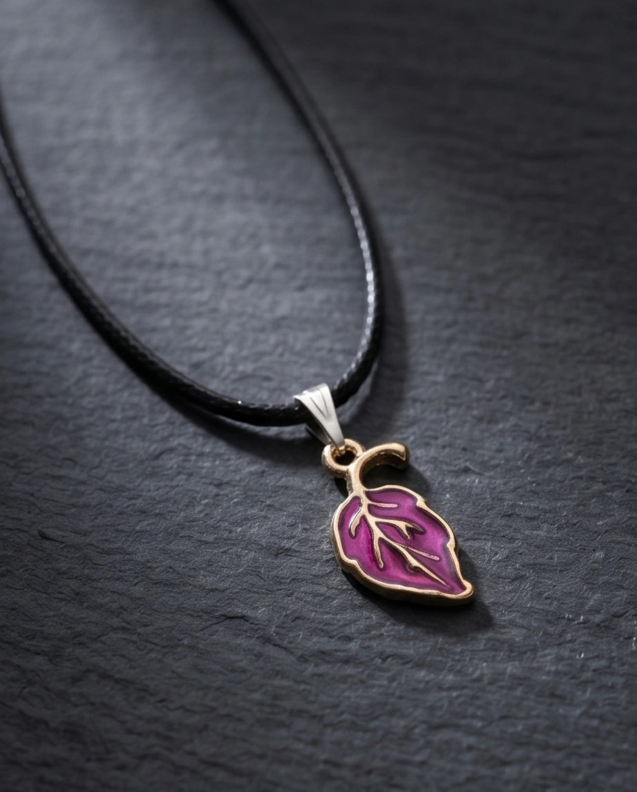 Orchid Purple Botanical Leaf Pendant