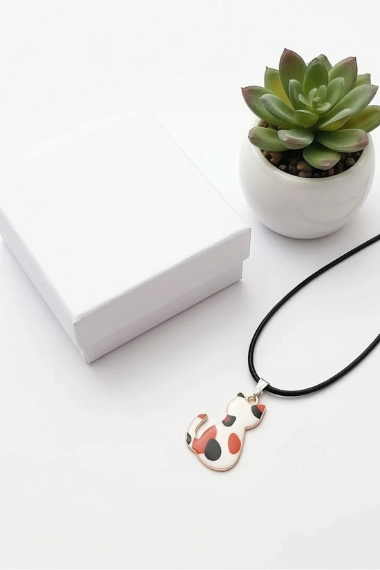Artistic Calico Cat Silhouette Pendant Necklace