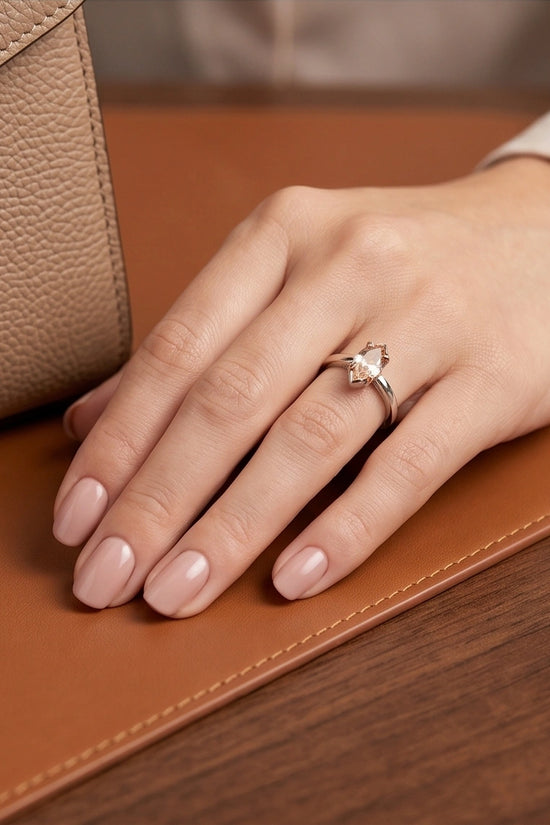 Sterling Silver Champagne Marquise Cut Solitaire Ring