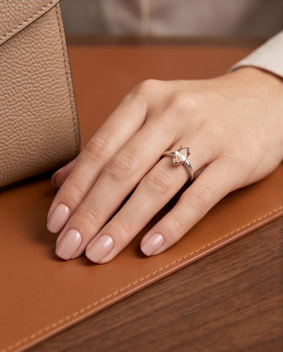 Sterling Silver Champagne Marquise Cut Solitaire Ring