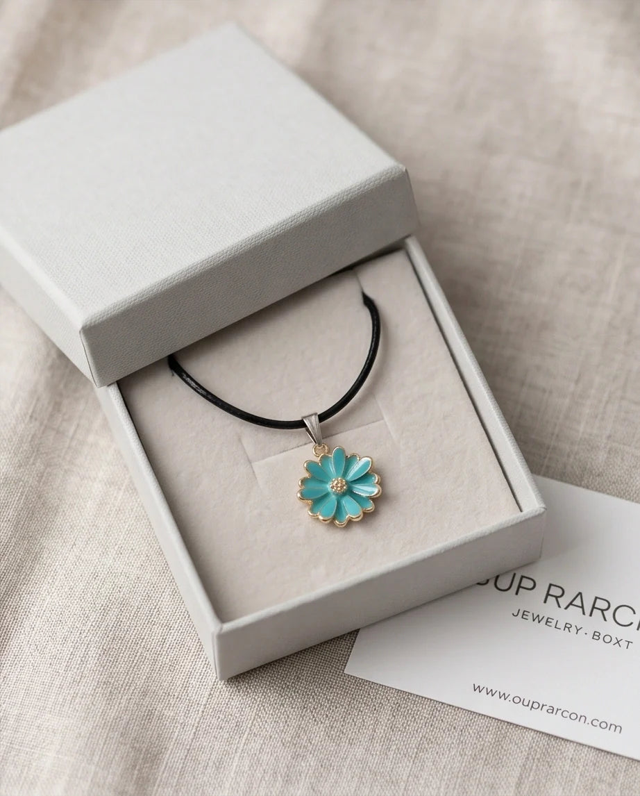 Gold and Turquoise Sunflower Pendant Necklace