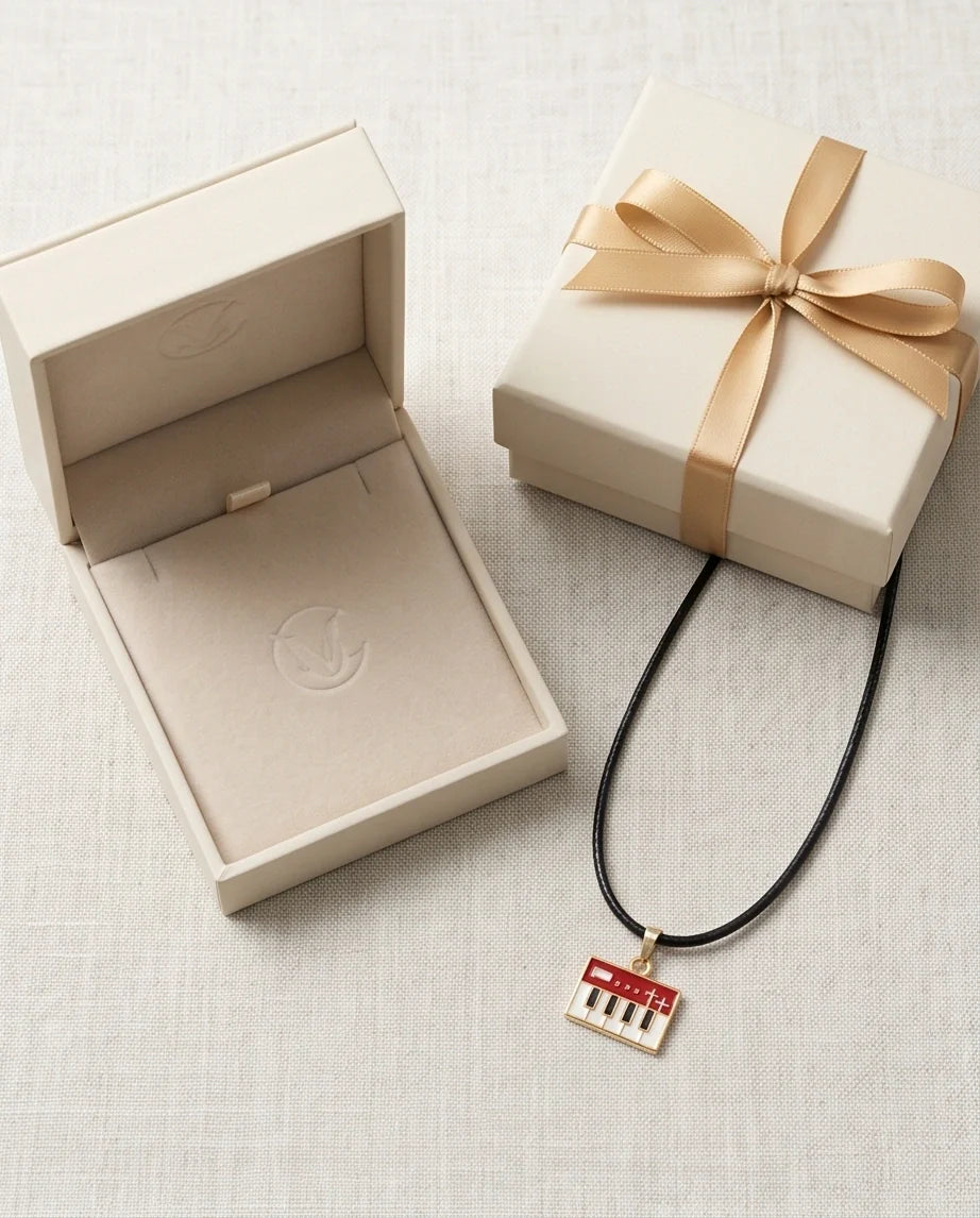 Gold and Red Synthesizer Keyboard Necklace