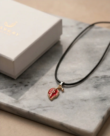Gold and Red Leaf Pendant Necklace