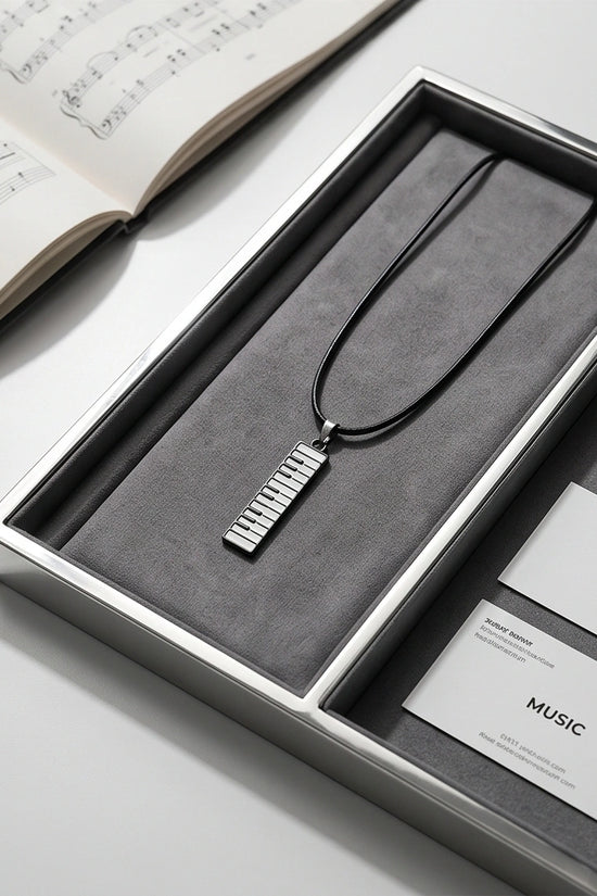 Black and White Piano Key Vertical Necklace