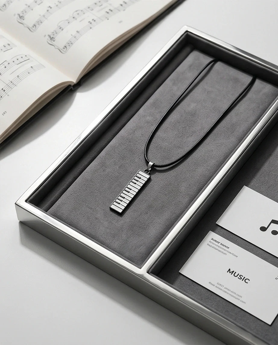 Black and White Piano Key Vertical Necklace