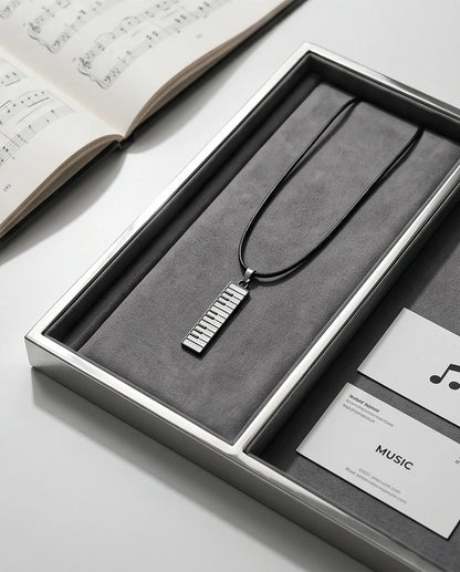 Black and White Piano Key Vertical Necklace