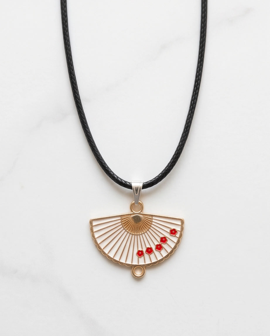 Cherry Blossom Fan Pendant Necklace