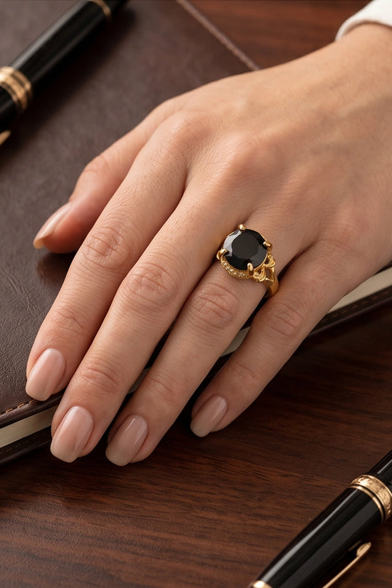 Golden Obsidian Solis Filigree Ring