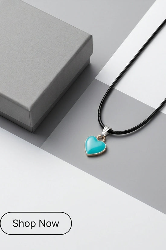 Gold and Turquoise Minimalist Heart Necklace