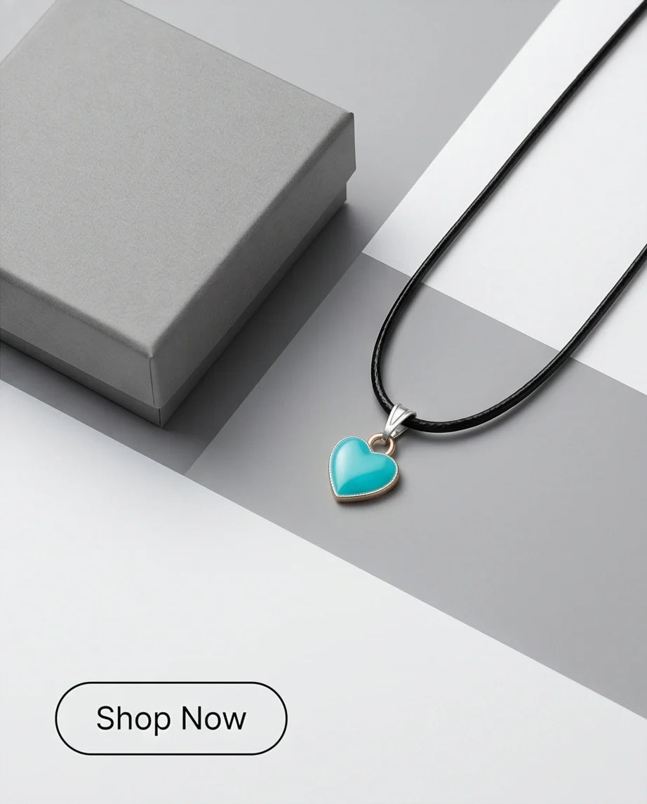 Gold and Turquoise Minimalist Heart Necklace