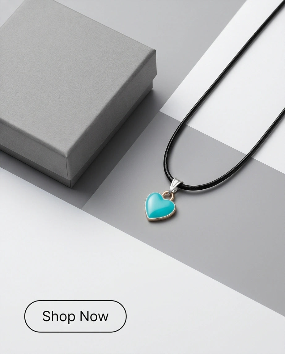 Gold and Turquoise Minimalist Heart Necklace