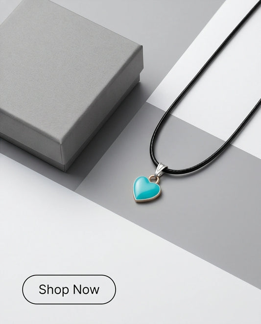 Gold and Turquoise Minimalist Heart Necklace