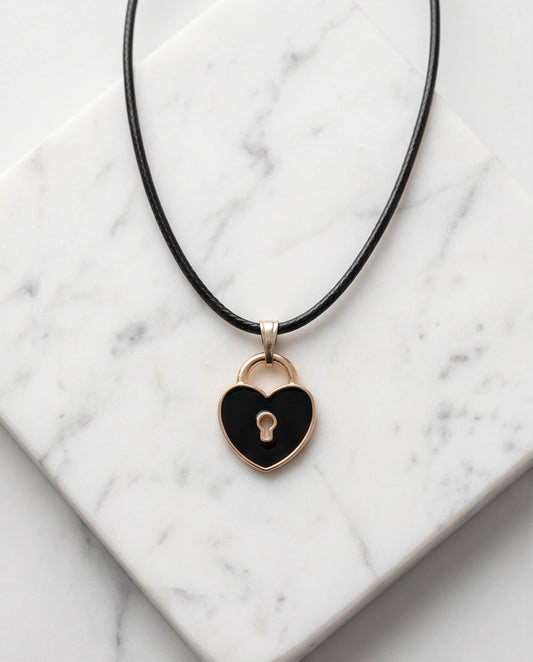 Gold Heart Padlock Pendant Necklace