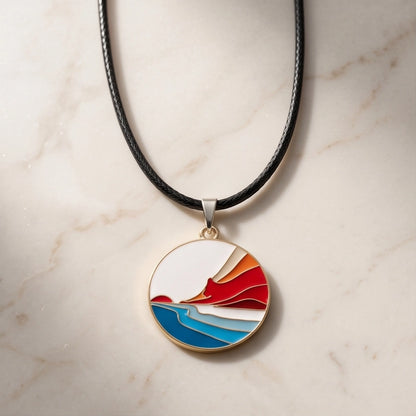 Sunset Wave Enamel Pendant Necklace